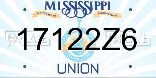 17122Z6 Mississippi License Plate