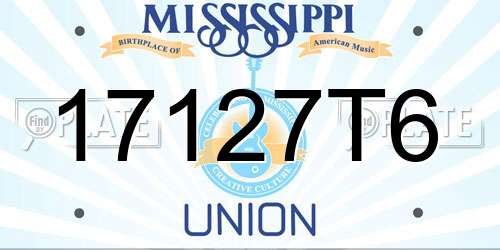 17127T6 Mississippi License Plate