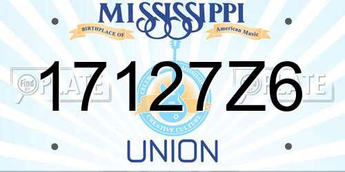 17127Z6 Mississippi License Plate