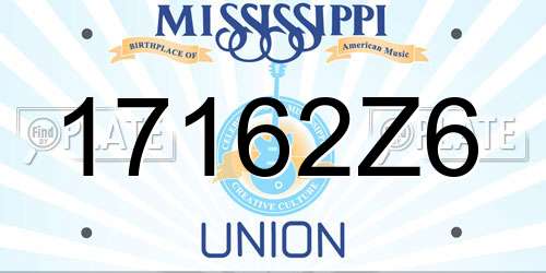 17162Z6 Mississippi License Plate