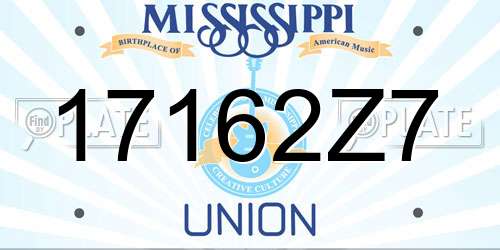 17162Z7 Mississippi License Plate