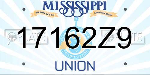 17162Z9 Mississippi License Plate