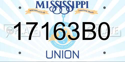 17163B0 Mississippi License Plate