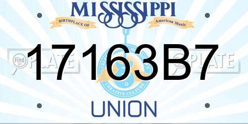 17163B7 Mississippi License Plate
