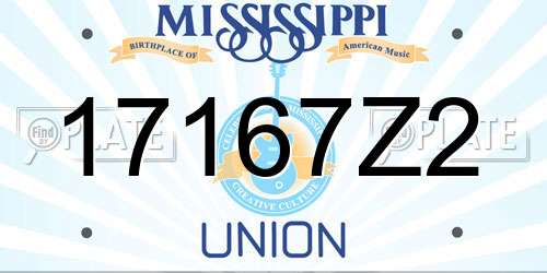 17167Z2 Mississippi License Plate