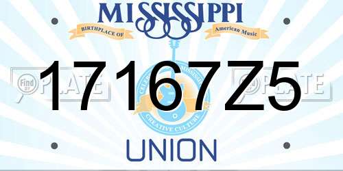 17167Z5 Mississippi License Plate