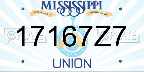 17167Z7 Mississippi License Plate