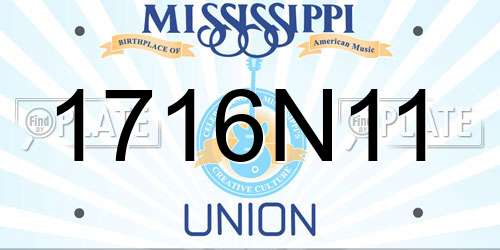 1716N11 Mississippi License Plate