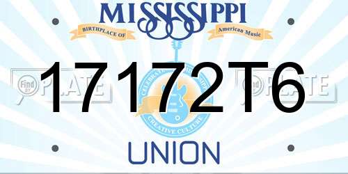 17172T6 Mississippi License Plate
