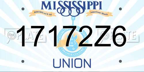 17172Z6 Mississippi License Plate