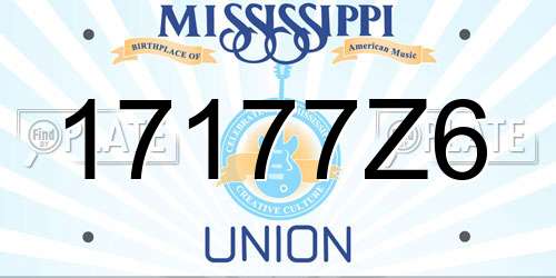 17177Z6 Mississippi License Plate
