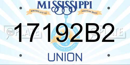 17192B2 Mississippi License Plate