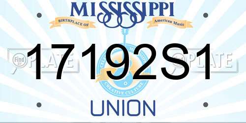 17192S1 Mississippi License Plate