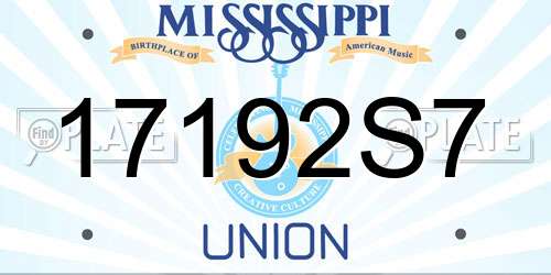 17192S7 Mississippi License Plate