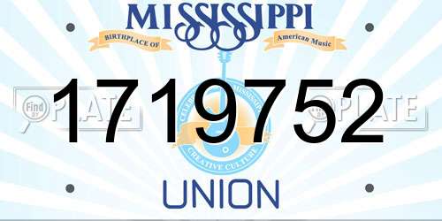 1719752 Mississippi License Plate