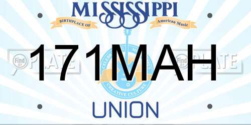 171MAH Mississippi License Plate