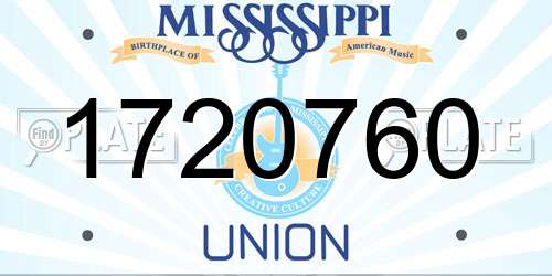 1720760 Mississippi License Plate