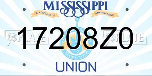 17208Z0 Mississippi License Plate