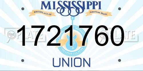 1721760 Mississippi License Plate