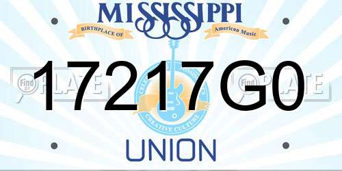 17217G0 Mississippi License Plate