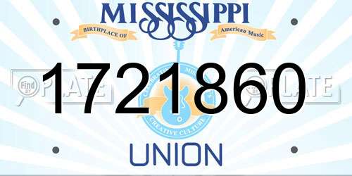 1721860 Mississippi License Plate