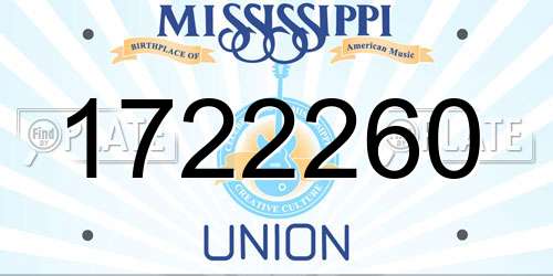 1722260 Mississippi License Plate