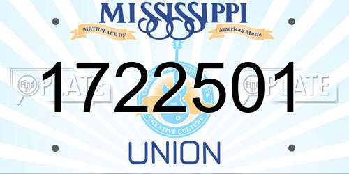 1722501 Mississippi License Plate