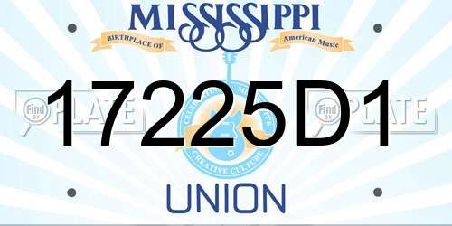 17225D1 Mississippi License Plate