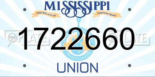 1722660 Mississippi License Plate