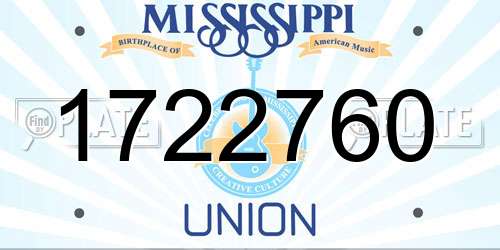 1722760 Mississippi License Plate