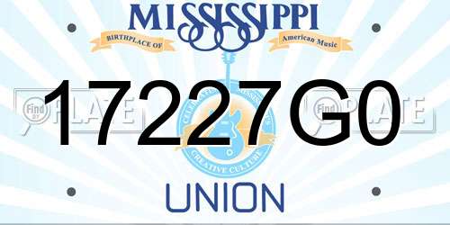17227G0 Mississippi License Plate