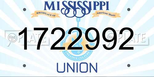1722992 Mississippi License Plate