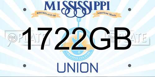 1722GB Mississippi License Plate