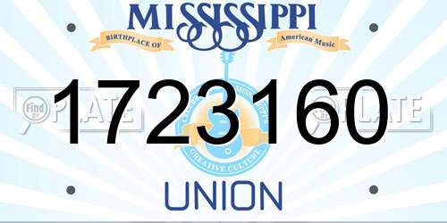 1723160 Mississippi License Plate