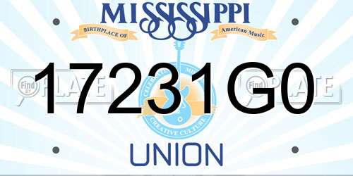 17231G0 Mississippi License Plate