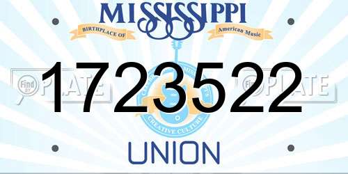 1723522 Mississippi License Plate
