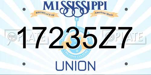 17235Z7 Mississippi License Plate