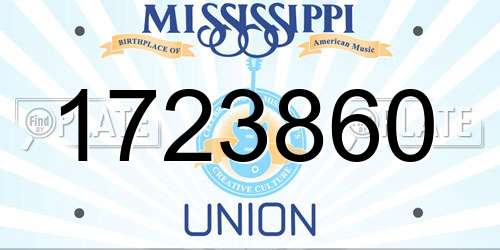 1723860 Mississippi License Plate