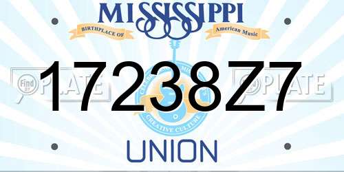 17238Z7 Mississippi License Plate