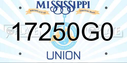 17250G0 Mississippi License Plate