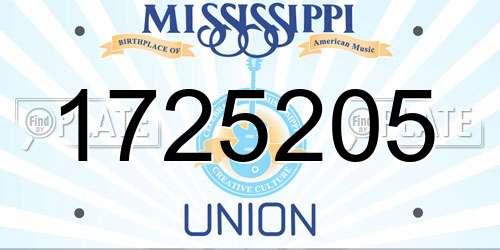 1725205 Mississippi License Plate