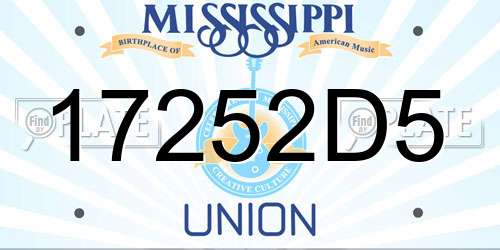 17252D5 Mississippi License Plate