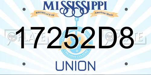 17252D8 Mississippi License Plate