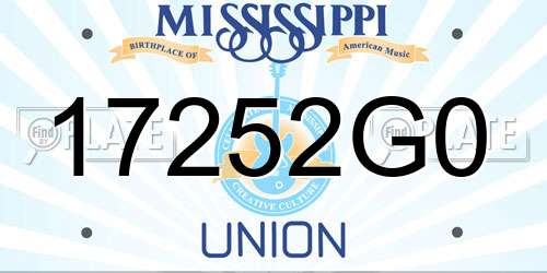 17252G0 Mississippi License Plate