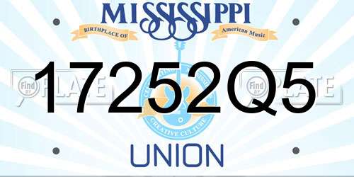 17252Q5 Mississippi License Plate