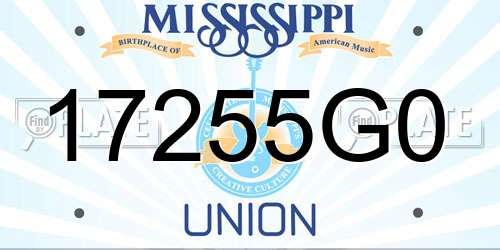 17255G0 Mississippi License Plate