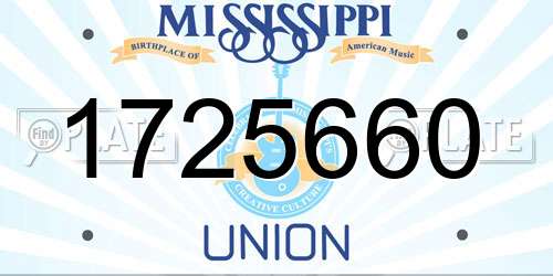 1725660 Mississippi License Plate