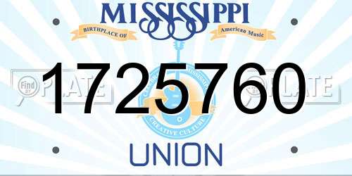 1725760 Mississippi License Plate