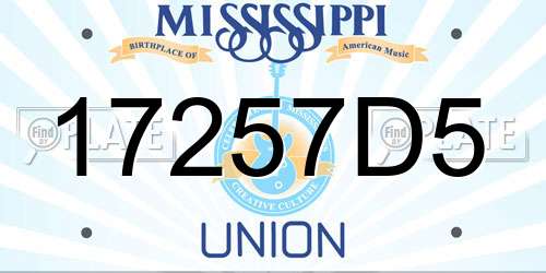 17257D5 Mississippi License Plate