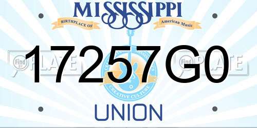 17257G0 Mississippi License Plate